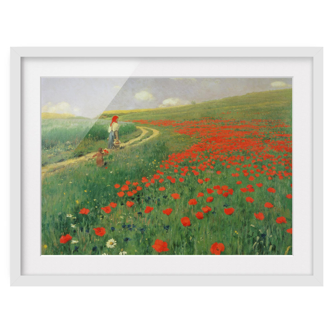 Gerahmtes Poster Summer Landscape with Blooming Poppies von Pál Szinyei–Merse