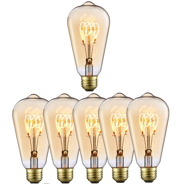 ST64 LED 4.5W Vintage Edison Bulbs Dimmable, Amber Glass, 2000K Soft Warm