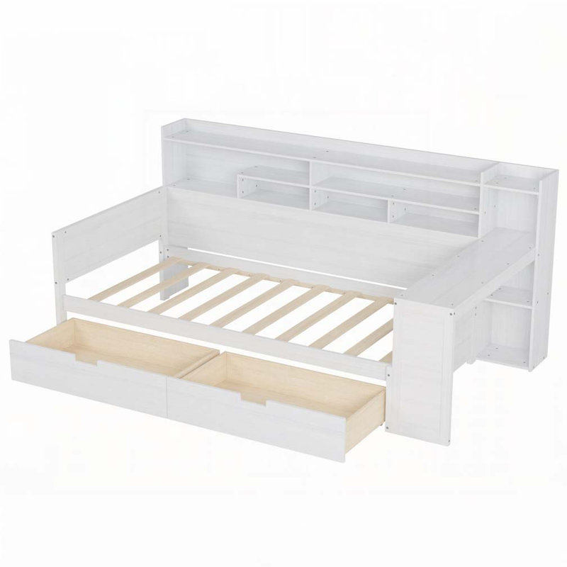 2-Drawers Storage Daybed, Twin, Antique White