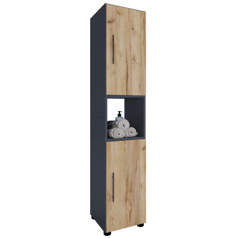 Sharese Freestanding Bathroom Cabinet, Natural/Black