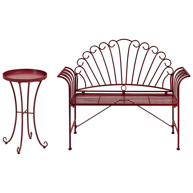 Bistro Set CAVINIA Metal Green, Burgundy