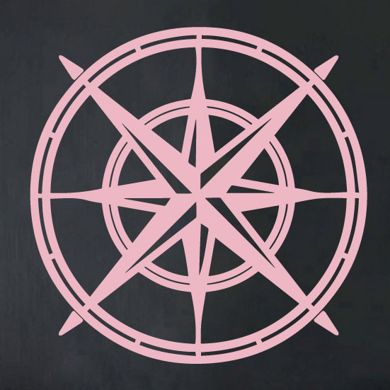 Décalcomanie murale boussole north star, Rose œillet, H 38 po x l 38 po x P 0,01 po