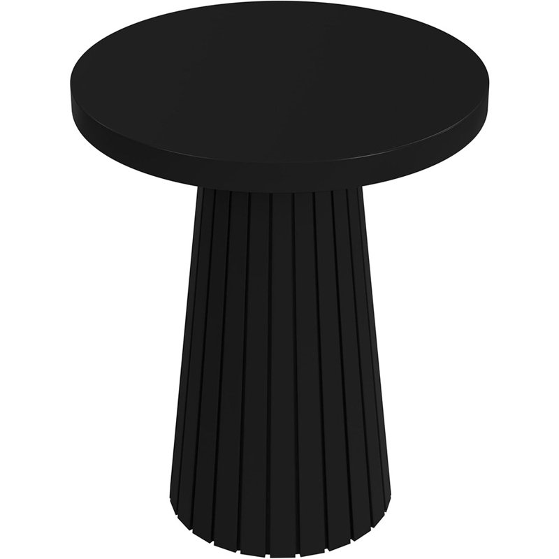 Table de bout / d'appoint ronde en bois de manguier noir
