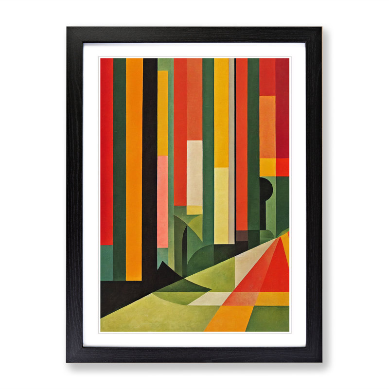 Autumn Forest Blocks Vol.2 - Single Picture Frame Print, 64cm H x 46cm W x 2cm D, Walnut Framed