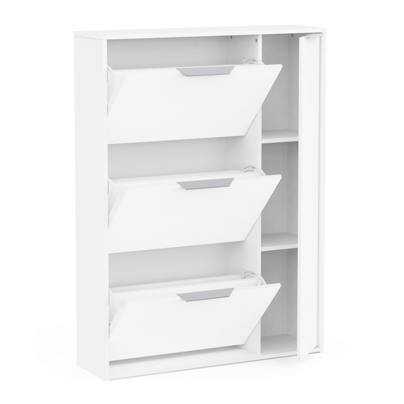 12 Pair Shoe Storage Cabinet, Matt White