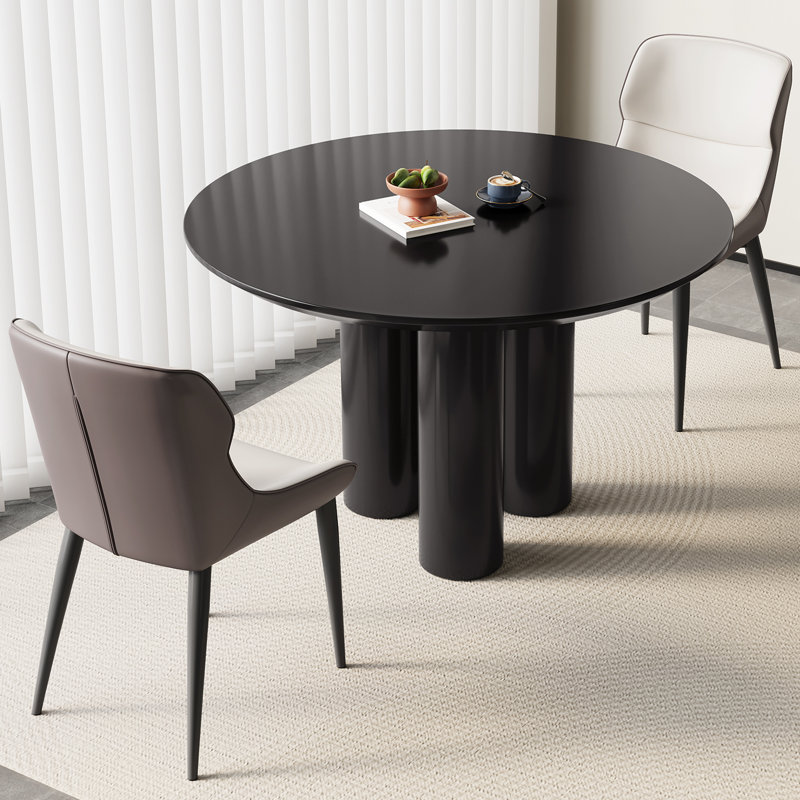 Round Dining Table Kitchen Table, 29.72"H x 46.06"L x 46.06"W, Black