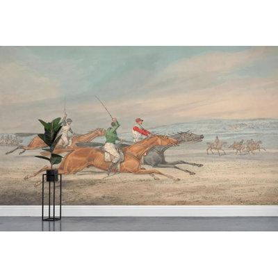 Vintage Horse Racing Jockeys Wall Mural for Home Decor