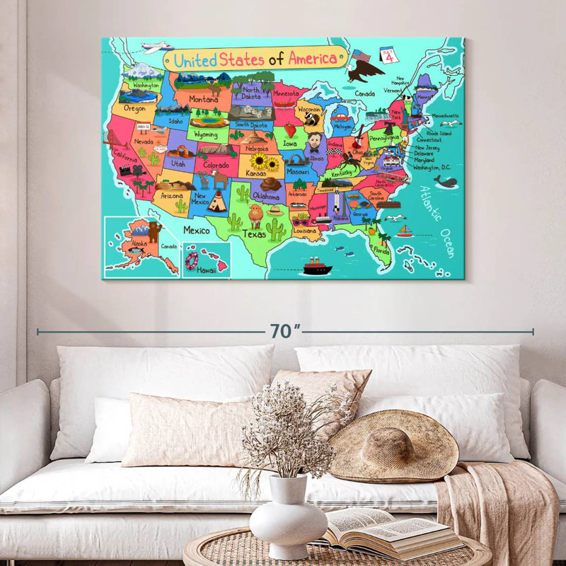 Keiri US State Icons Map, 34" H x 51" W