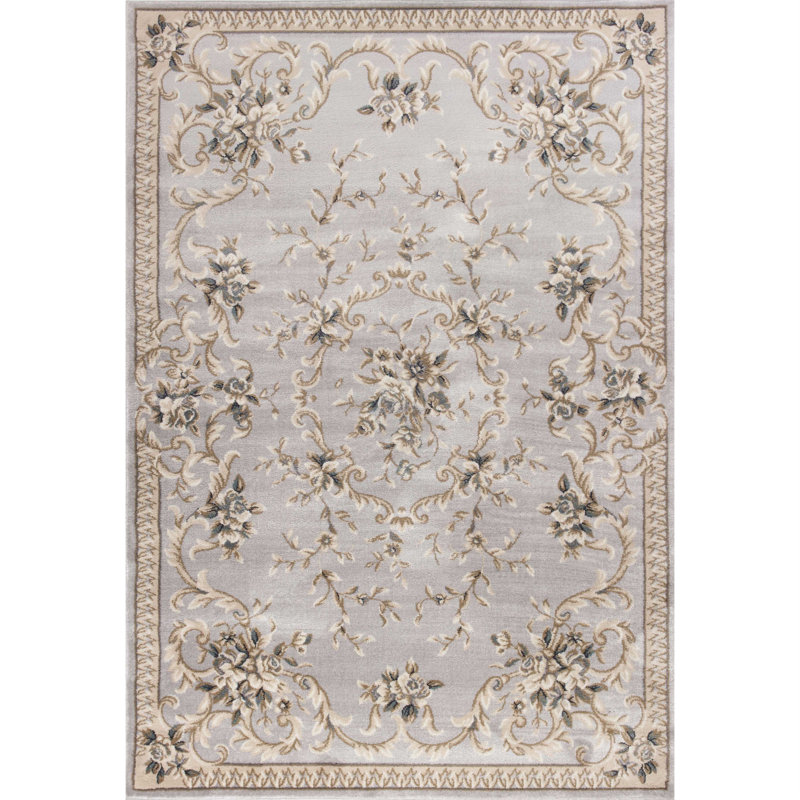 Vianney Oriental Slate Area Rug, Rectangle 7'10" x 9'10", Light Gray