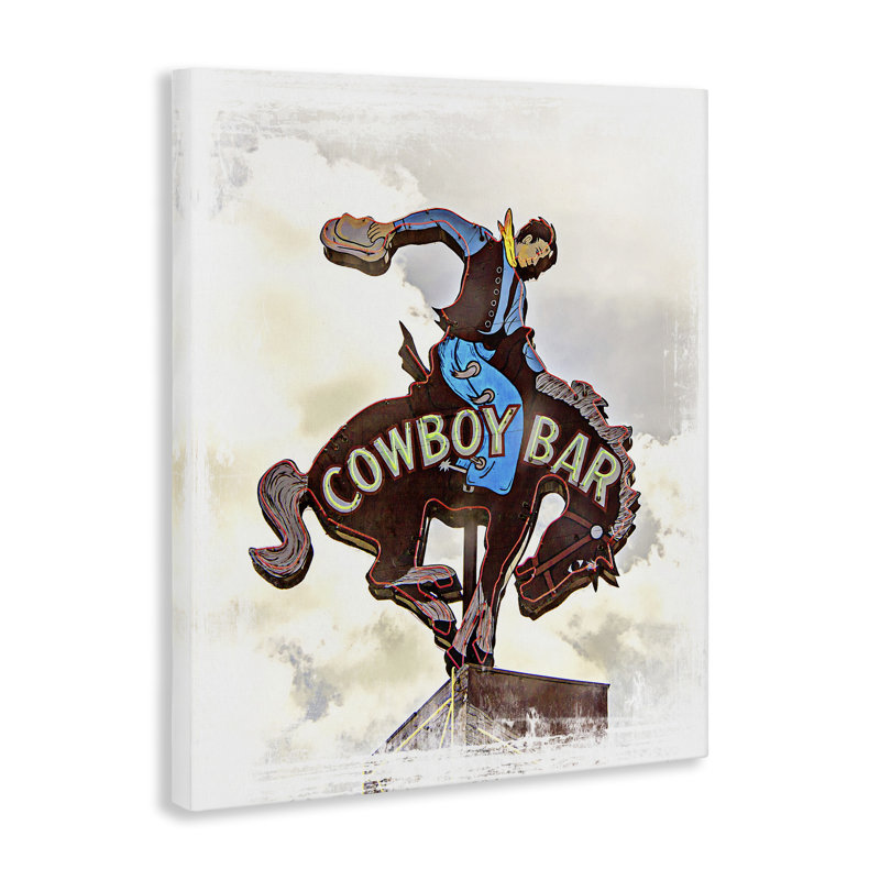 «Cowboy Bar Sign», art mural par Jadei, H 20 po x l 16 po