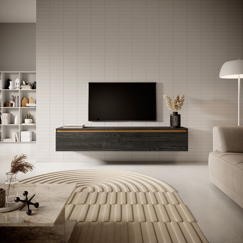 Ashauna TV Stand, 30cm H x 175cm L x 31.6cm W, Black Ash/Gold