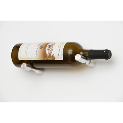 Atilla 1-Bottle Wall Mounted Wine Peg in Milled Aluminum (Wood Install Only)