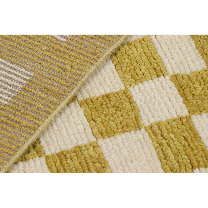 Hand Knotted Wool Geometric Area Rug, Rectangle 5' x 8'