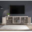 Meuble télé avec console multimédia et deux portes avec foyer