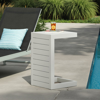 Table d'appoint en forme de C Alu - Table de bout d'extérieur moderne avec cadre en aluminium léger pour patio, piscine ou jardin