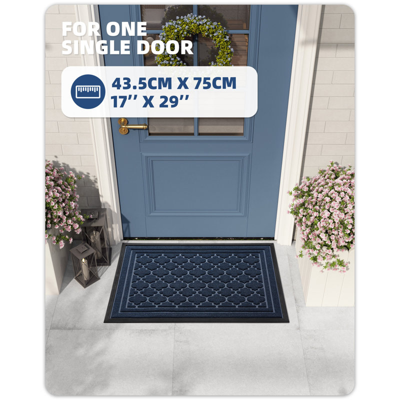 Ingelbert Personalizable Non-Slip Doormat, Blue, 17" W x 30" L