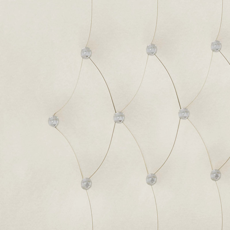 Structure de lit tapissier pour grand lit avec détails en cristal, Beige