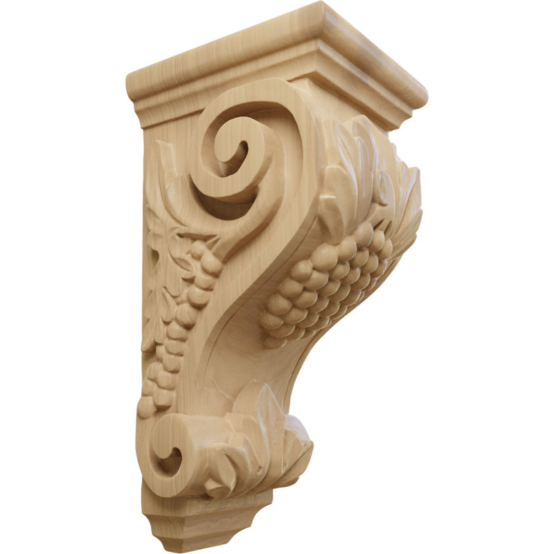 Support en bois / corbeau H 10 po x l 4,5 po x P 5 po, Cerisier