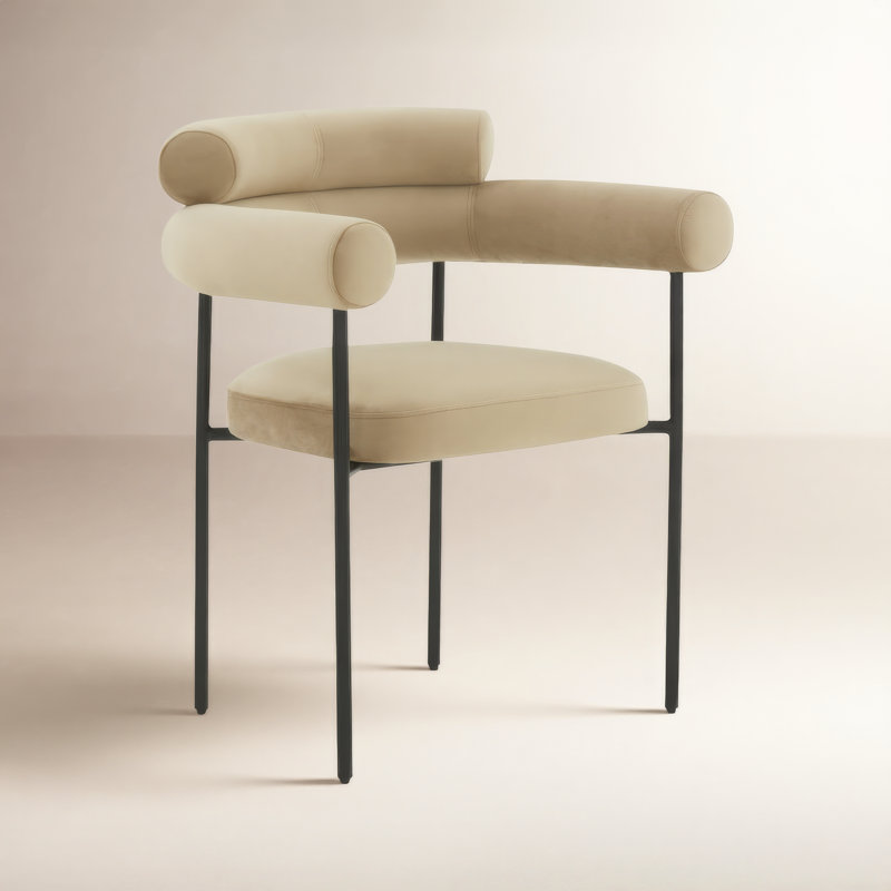Chaise de salle à manger Bellport, Velours brun clair