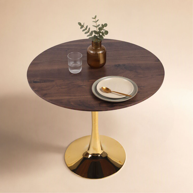 Table tulipe de style milieu du siècle avec pied central de 80 cm (31,5 po), plateau rond en MDF, idéale pour 2 à 4 personnes. Elle peut aussi servir de table d'appoint ou de table basse.