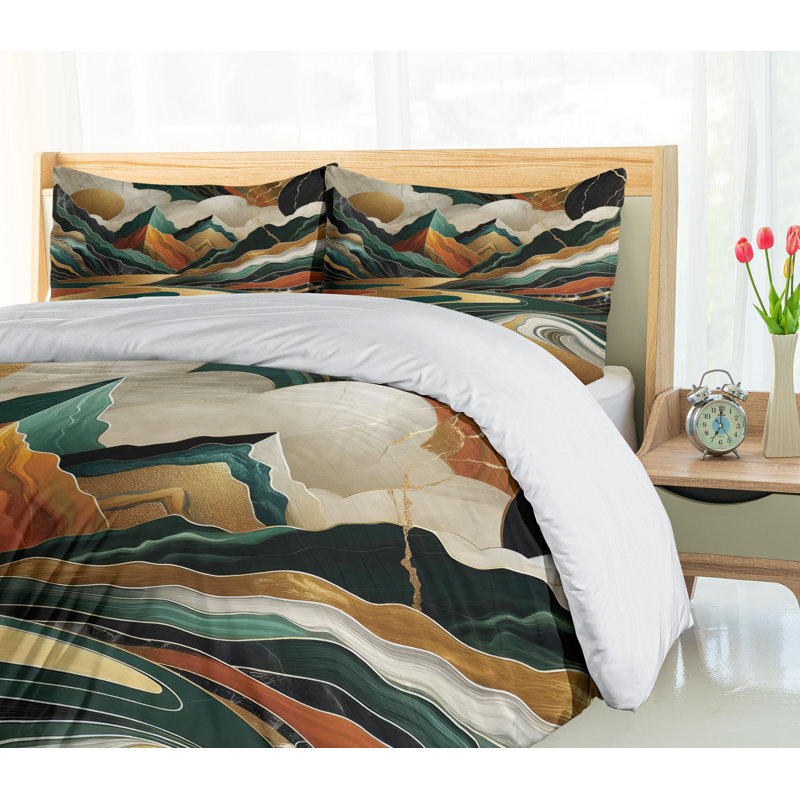 Mid Century Modern Duvet Cover, King Duvet Cover + 2 Standard Shams