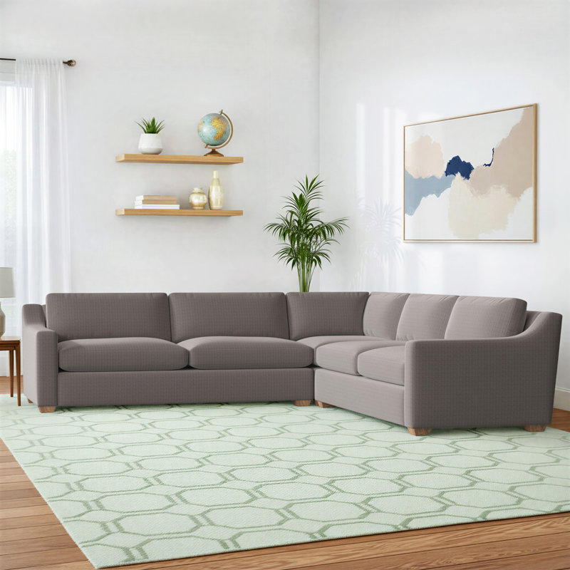Rhodes 3 - Piece Upholstered Sectional, Brown, Nomad Slate Crypton® Chenille