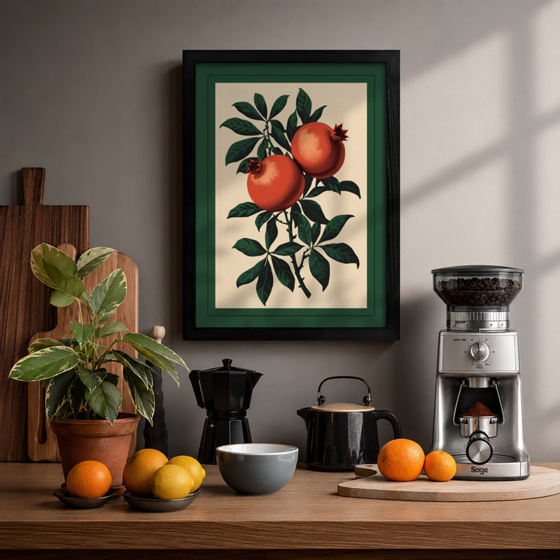 Pomegranate Study Botanical - Print, A1 - 84.1 x 59.4 cm, Black
