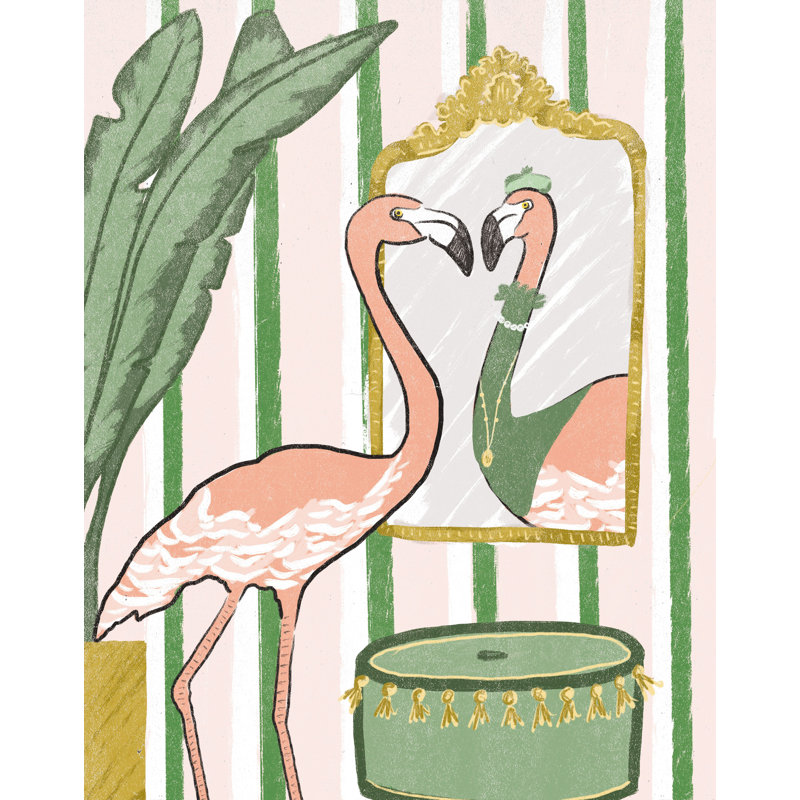 Fancy Flamingo - peinture sur toile tendue, H 12 po x l 8 po