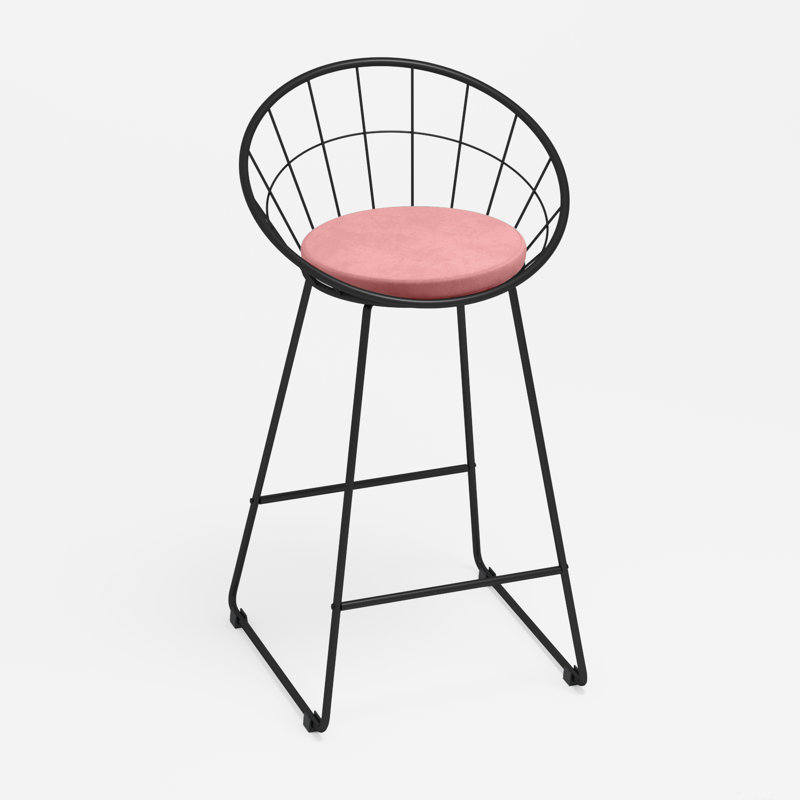 Counter Stool with Metal Frame, Pink
