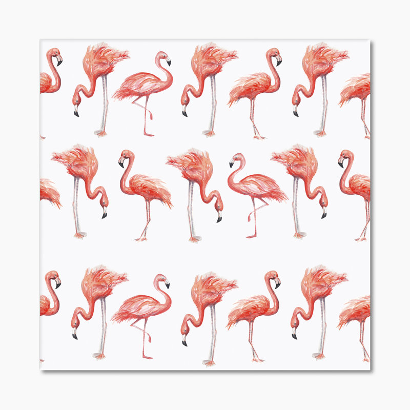 Flamant rose, croquis, H 16 po x l 16 po x P 1 po, Toile tendue