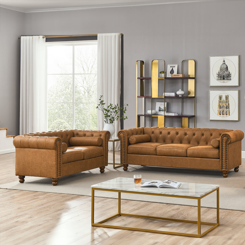 Jhosep 80" Faux Leather Sofa, 30" H x 80" W x 28" D 