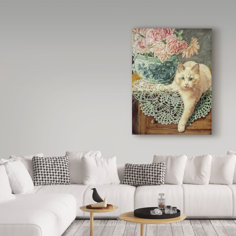 «Pe pivoines et dentelle» par Gilstrap, reproduction d'art sur toile tendue, H 24 po x l 18 po x P 2 po