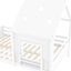 Lit double complet blanc avec escalier à profil bas, fenêtre, bibliothèque, tableau noir, toit, support en bois massif, pas besoin de sommier tapissier, construction en étoile, requis