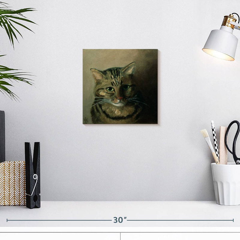 Brampt, étude de tête d'un chat tigré, H 10 po x l 10 po