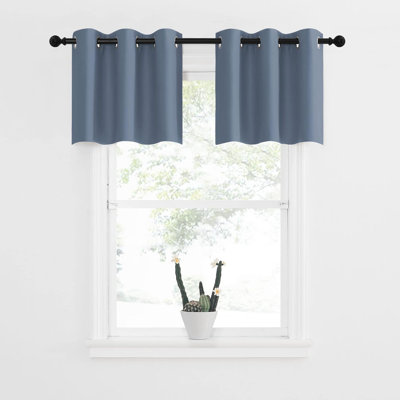 NICETOWN Blackout Small Window Valances, Rustic Farmhouse Curtains Grommet Top Thermal Insulated Window Drapes for Kitchen/Bathroom/Basement, 2 Panels.