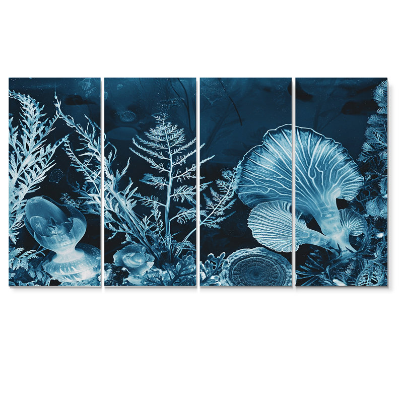 Rizzo - 4 pièces d'art mural corail sous l'eau, H 28 po x l 48 po