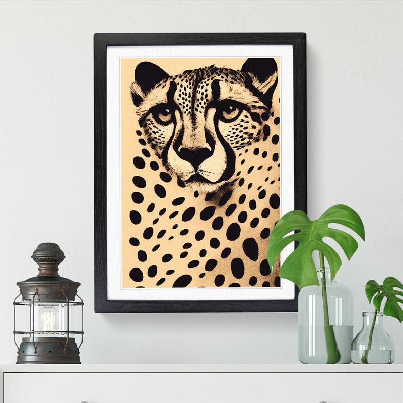 Cheetah Collage - Picture Frame Print, 34cm H x 25cm W, Walnut Framed