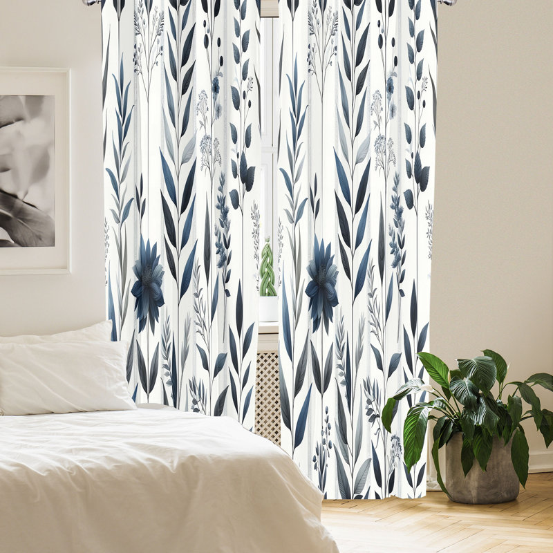 Paire de rideaux bleu marine East Urban Home, L 56 po x L 84 po