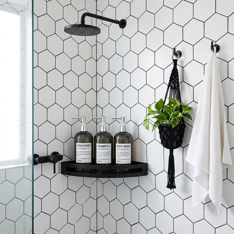 Accessoire de salle de bain (ensemble de 3) - Ensemble de shampoing, revitalisant et distributeur de nettoyant pour le corps en verre ambré rechargeable