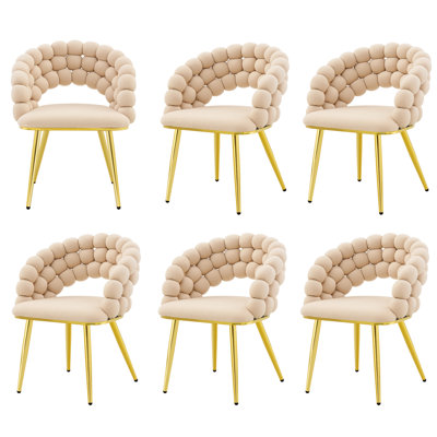Chaises de salle à manger rembourrées en velours de style moderne avec un design de boule chic pour la salle à manger et la cuisine