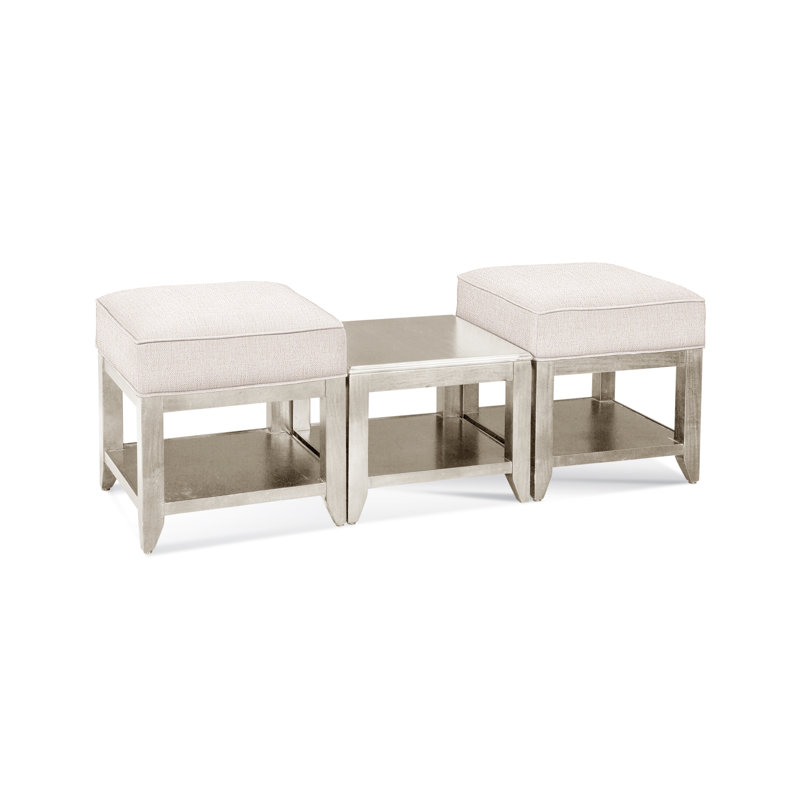 Elements Upholstered Cube Ottoman, White Sugar Performance; 0863-91, Celery