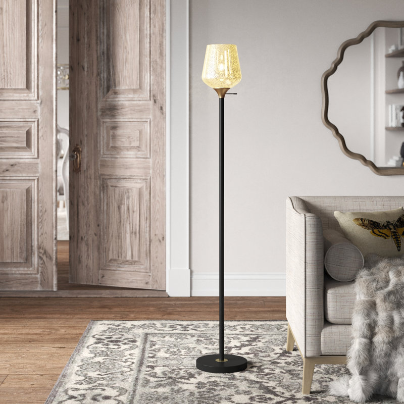Audin 70" Torchiere Floor Lamp, Black/Gold