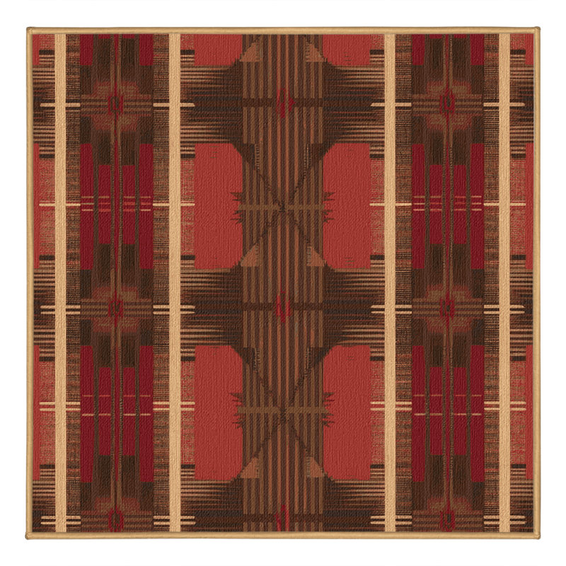 Washable Rustic Plaid Southwestern Area Rug, Square 3'