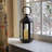 Black Hexagon Metal Lantern with Battery-Operated Candle
