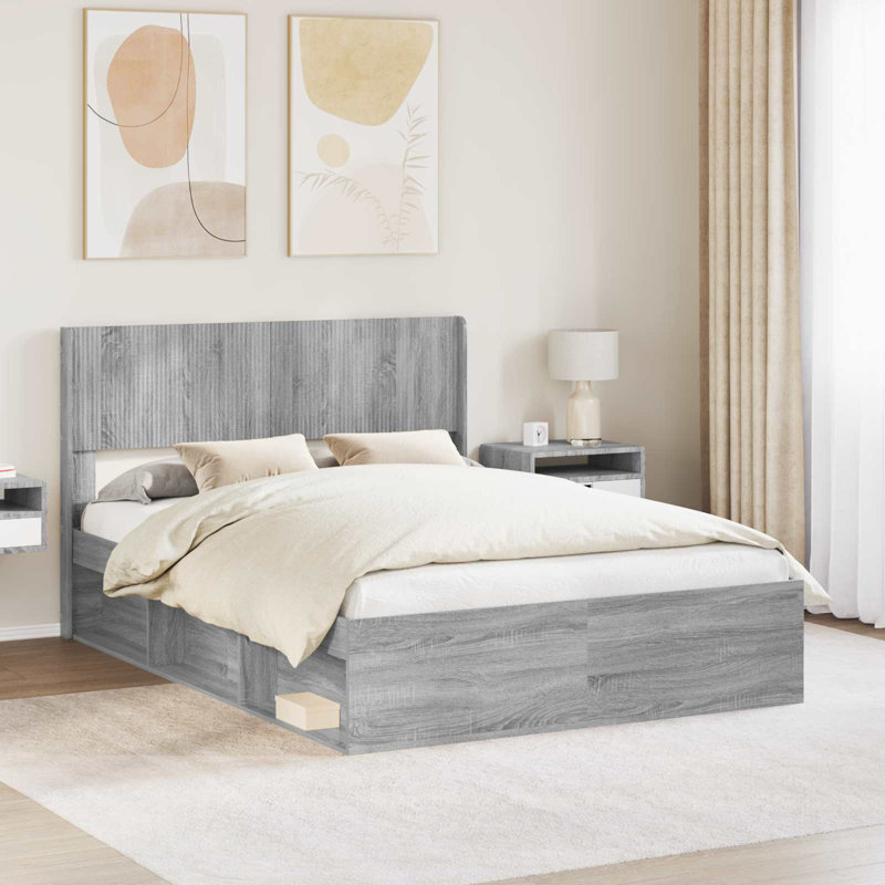 Bed, European Kingsize (160 x 200 cm), Grey Sonoma