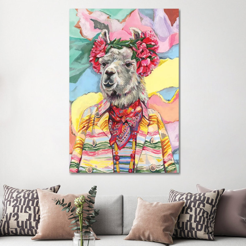 Impression « Desert llama » par Heather Perry, Pas de tapis, H 60 po x l 40po x P 1,5 po, Toile tendue