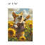 «Sunflower & Funny Corgi», peinture sur toile sans cadre 12 po x 16 po