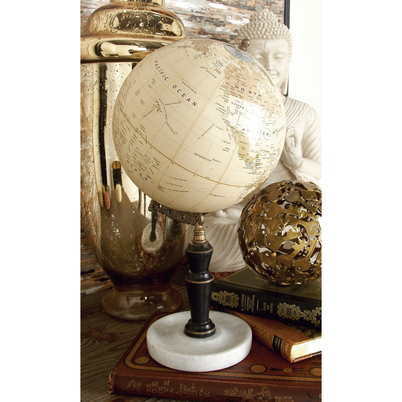 Globe en marbre en métal en bois