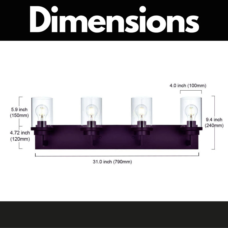 4-Light Industrial Vintage Farmhouse Wall Sconce with Oil-Rubbed Bronze Metal (Bulb Not Included)