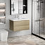 Meuble-lavabo de 36 po, armoire en chêne naturel avec lavabo en résine et meuble-lavabo spacieux à tiroirs, fabrication